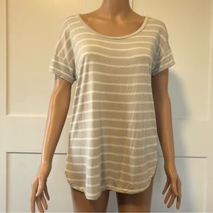 Gap Gray White Stripes Relaxed Fit Long Tee T-Shirt XS Petite PXS